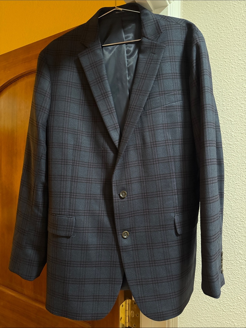 Stafford Men's Dark Navy Plaid Sport Coat